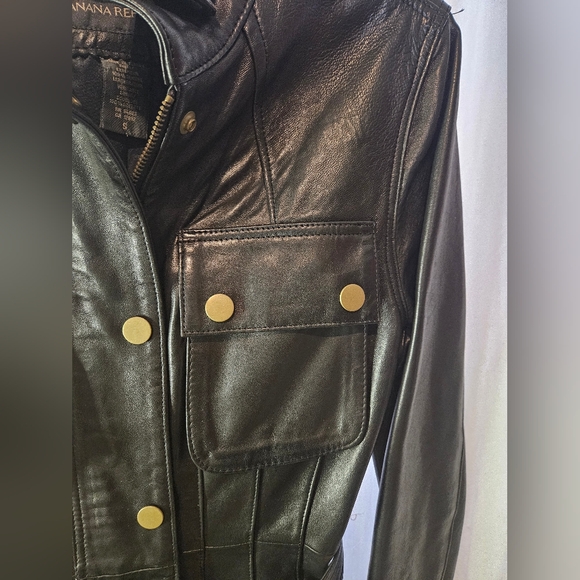 #181 Banana Republic Women's Chocolate Brown Buttery Soft Leather Jacket - Picture 6 of 7